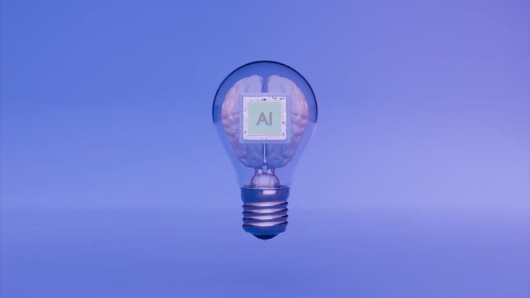 Artificial intelligence is represented by the lightbulb and brain