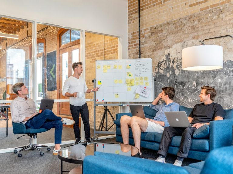 Team discussing real-time market research analytics