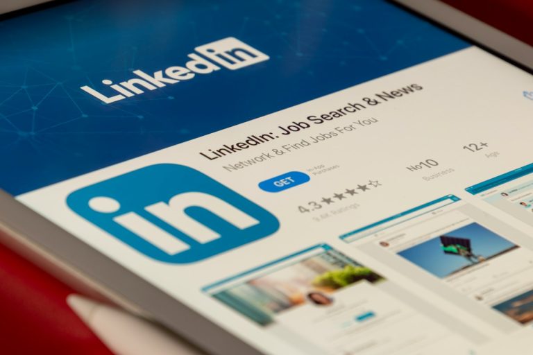 LinkedIn app interface on a digital screen